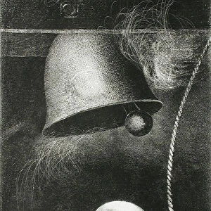 A Mask Sounds the Death Knell. Series: For Edgar Poe, 1882. Artist: Redon, Odilon (1840-1916)