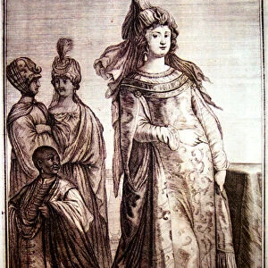 Mehpeyker Sultan with her court servants, 1647. Artist: Anonymous