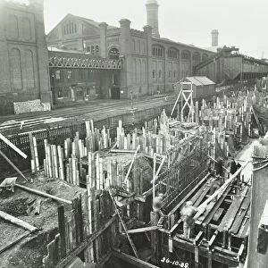 New construction work, Beckton Sewage Works, Woolwich, London, 1938