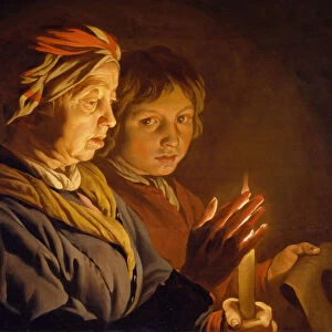 Old Woman And A Boy By Candlelight, 1630-1650. Creator: Matthias Stomer