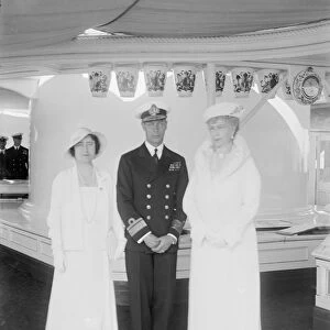 Queen Mary with the Duke and Duchess of York aboard HMY Victoria and Albert, 1933