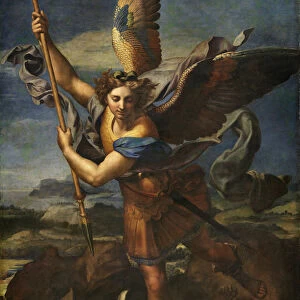 Saint Michael Vanquishing Satan, 1518. Artist: Raphael (1483-1520)