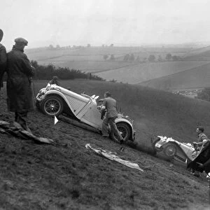 Singer and Riley Imp of B Bira competing in the MG Car Club Rushmere Hillclimb, Shropshire, 1935