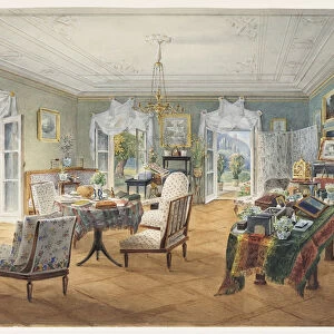Sitting Room in a Country Estate, 1830-1840s. Artist: Anonymous