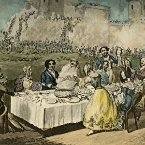 The Table d Hote- Water, I do declare, - with Worms in it, 1838. Artist