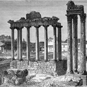 The Temples of Saturn and Vespasian, the Roman Forum, Rome, Italy, 19th century. Artist: Ettling
