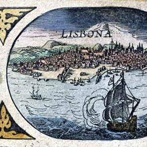 View of Lisbon and the Tagus River, engraving in Le Theatre du Monde or Nouvel Atlas, 1645