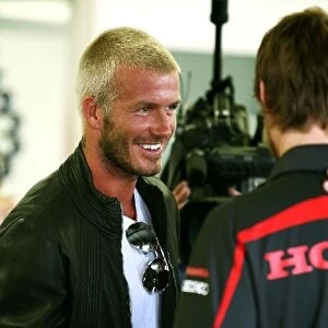 Formula One World Championship: David Beckham with Jenson Button Honda Racing F1 Team