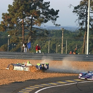 Le Mans 24 Hours: Martin Short Rollcentre Racing Dallara Judd was punted into the gravel, and would retire on the same lap after a crash due