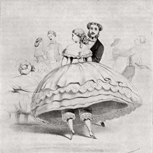 19th Century Lady Arriving At A Ball Wearing A Crinoline. From Illustrierte Sittengeschichte Vom Mittelalter Bis Zur Gegenwart By Eduard Fuchs, Published 1909