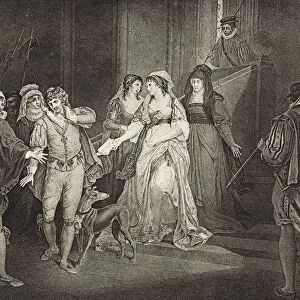 AllA┼¢S Well That Ends Well. Act V. Scene Iii. Rousillon The CountA┼¢S Palace. King, Countess Lafeu, Bertram, Helena, Diana, Lords, Attendants And Widow. From The Boydell Shakespeare Gallery Published Late 19Th Century. After A Painting By Francis Wheatley
