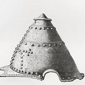 Anglo Saxon Helmet Dating From C. 900 A. D. During The Reign Of King Alfred The Great, Found At Oxford, England. From The British Army: Its Origins, Progress And Equipment, Published 1868
