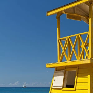Barbados, Oistins, Lifeguards tower on beach; Holetown