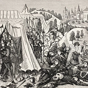 After The Battle Of Hastings, October 14, 1066, The Relatives Of The Vanquished Come To Carry Away Their Dead. From Military And Religious Life In The Middle Ages By Paul Lacroix Published London Circa 1880