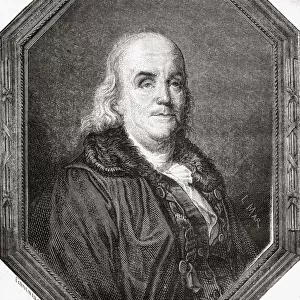 Benjamin Franklin, 1706-1790. American Statesman. Engraved By Pannemaker-Ligny After De La Charlerie. From Histoire De La Revolution Francaise By Louis Blanc