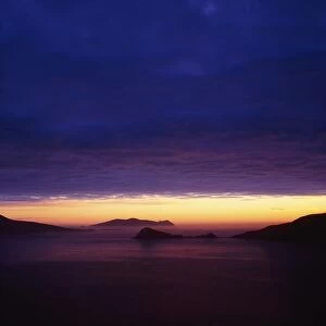 Blasket Islands, Co Kerry, Ireland; Sunset Over The Dingle Peninsula