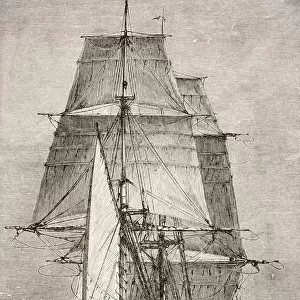 The Brig Hms Beagle From Journal Of Researches By Charles Darwin Published By Nelson & Sons 1890