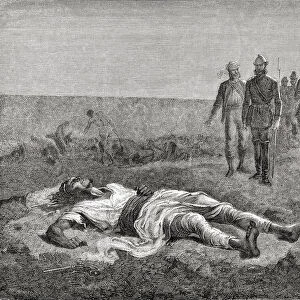 The British Army Find Tewodross Body After His Suicide. Tewodros Ii, Baptized Theodore Ii C. 1818 To 1868. Emperor Of Ethiopia. From El Mundo En La Mano Published 1875