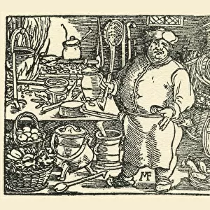 A Chef From The Tudor Period In England. From A Contemporary Print