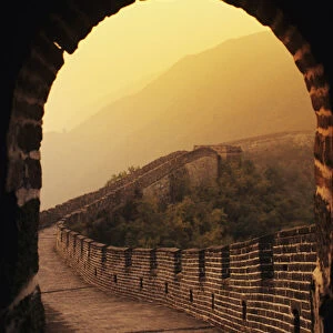China, Great Wall Of China seen from inside tower; Mu Tian Yu