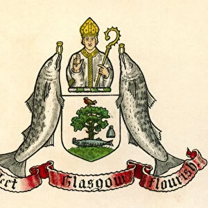 Coat of arms of Glasgow, Scotland. From The Business Encyclopaedia and Legal Adviser, published 1907