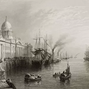The Custom House, Dublin, Ireland. Drawn By W. H. Bartlett, Engraved By T. Higham. From "The Scenery And Antiquities Of Ireland"By N. P. Willis And J. Stirling Coyne. Illustrated From Drawings By W. H. Bartlett. Published London C. 1841