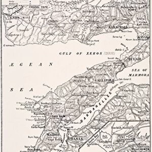 Detailed Map Of Gallipoli Peninsula And The Dardanelles Turkey In 1915 Showing British And Allied Landing Beaches From The War Illustrated Album Deluxe Published London 1916