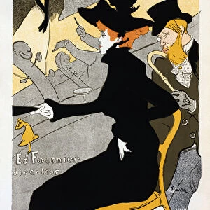 Divan Japonais. Poster, dated circa 1893-1894 by French artist Henri de Toulouse-Lautrec, 1864-1901. The poster was designed as an advertisement for the Divan Japonais, a Parisian cafe-chantant (singing cafe). In the picture, dancer Jane Avril and author Edouard Dujardin are watching a performance by Yvette Guilbert