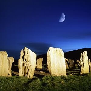 Drombeg, County Cork, Ireland; Moon Over Stone Circle