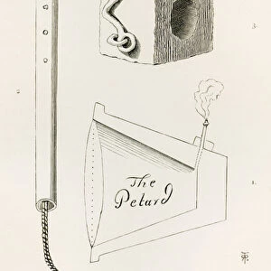 Figs. 1 And 3, Types Of Petards, Or Small Bombs, Usually Conical Or Rectangular Metal Objects Containing Gunpowder. Fig 2 The Pipe Used To Carry The Lighted Match. From The British Army: Its Origins, Progress And Equipment, Published 1868