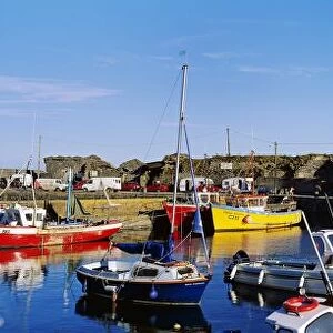 Fishing Boats At A Harbor, Slade Castle, Slade, County Wexford, Republic Of Ireland