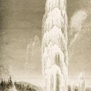 Giantess Geyser In Yellowstone National Park Erupting In 1870S. From American Pictures Drawn With Pen And Pencil By Rev Samuel Manning Circa 1880
