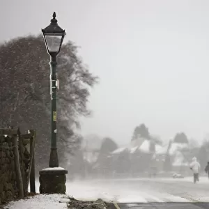 Goathland, North Yorkshire, England; Snowing