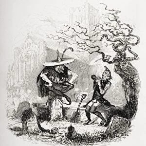 The Goblin And The Sexton. Illustration From The Charles Dickens Novel The Pickwick Papers By H. K. Browne Known As Phiz