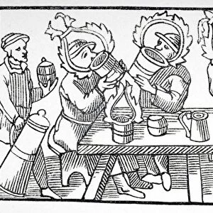 The Great Drinkers Of The North. Facsimile Of Woodcut From Histoires Des Pays Septentrionaux By Olaus Magnus Circa 1560