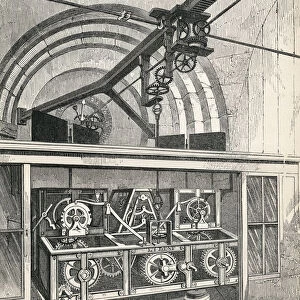 Horology. Working Parts Of The Clock At The Royal Exchange, London, England In The 19Th Century. From Cyclopaedia Of Useful Arts And Manufactures By Charles Tomlinson