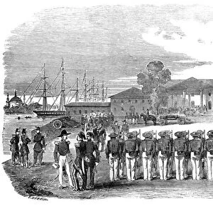 The Illustrated London News Etching From 1854. Honours Paid To The Remains Of Captain Hyde Parker, by The English, french And Turkish Troops
