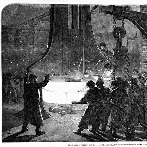 The Illustrated London News Etching From 1854. iron Ship Fitting At The Royal Dockyard Woolwich