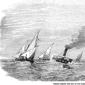 The Illustrated London News Etching From 1854 Ships Passing Hte Bar At The Rosetta Mouth Of The Nile