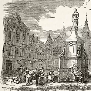 Joan Of Arc Statue In Old Market Place Rouen France In 19Th Century. From The National And Domestic History Of England By William Aubrey Published London Circa 1890