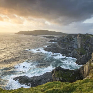Kerry Cliffs at sunset in County Kerry, Ireland