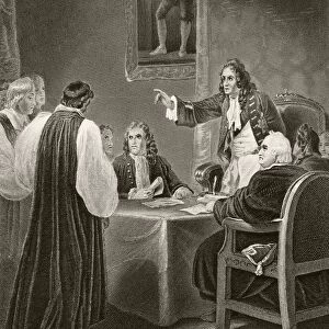 King James Ii Of England Facing Bishops In The Privy Council, 1688. From The National And Domestic History Of England By William Aubrey Published London Circa 1890