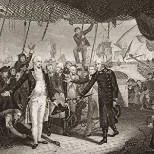 Lord Viscount Duncans Victory. (Admiral De Winter Resigning His Sword On Board The Venerable, October 11, 1797) Engraved By H. Lemon Painted By W. Orme. From Englands Battles By Sea And Land By Lieut Col Williams, The London Printing And Publishing Company Circa 1890S