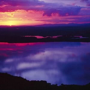 Lower Lough Erne, County Fermanagh, Ireland; Sunset Over Lake