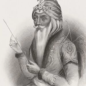 Maharaja Ranjit Singh 1780 - 1839 Also Called Sher-E-Punjab Or The Lion Of The Punjab. From The Book Gallery Of Historical Portraits Published C. 1880