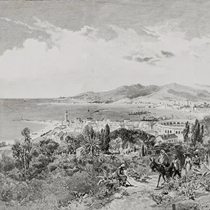 Malaga, Spain Looking West, By Edward T. Compton (1849-1921) From The Picturesque Mediterranean Circa 1890