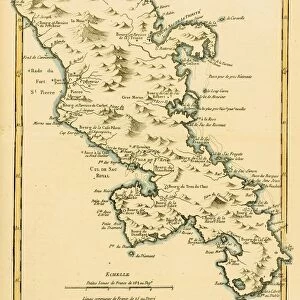 Map Of The Isle Of Martinique Circa. 1760. From "Atlas De Toutes Les Parties Connues Du Globe Terrestre "By Cartographer Rigobert Bonne. Published Geneva Circa. 1760