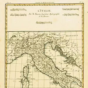 Map Of Italy, Circa. 1760. From "Atlas De Toutes Les Parties Connues Du Globe Terrestre "By Cartographer Rigobert Bonne. Published Geneva Circa. 1760