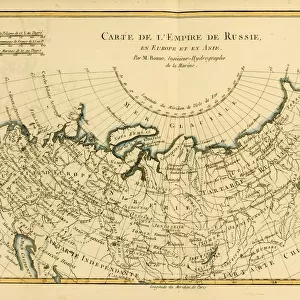 Map Of Russia, Circa. 1760. From "Atlas De Toutes Les Parties Connues Du Globe Terrestre "By Cartographer Rigobert Bonne. Published Geneva Circa. 1760