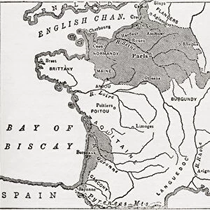 Map Showing French Territory Held By The English When Jeanne D arc Appeared, 1429. Illustrated Easy Stories From English History